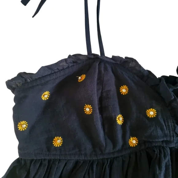 🔥FREE PEOPLE Intimately Free On A Star‎ Black Rhinestone Ruffle Cropped Cami  S - Picture 5 of 11